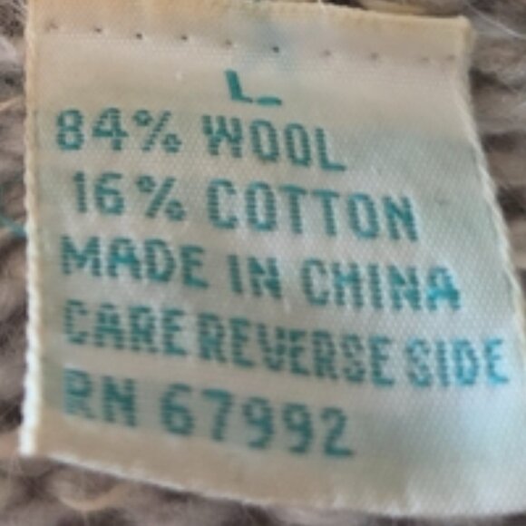 Vintage Segrets Cozy Blue and Gray Hand Knitted Wool Blend Cardigan Sweater - Picture 7 of 8